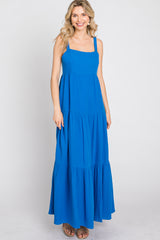 Blue Sleeveless Ruffle Tiered Maxi Dress