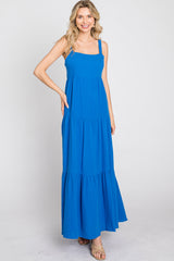 Blue Sleeveless Ruffle Tiered Maxi Dress