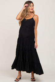 Black Tiered Maternity Maxi Dress