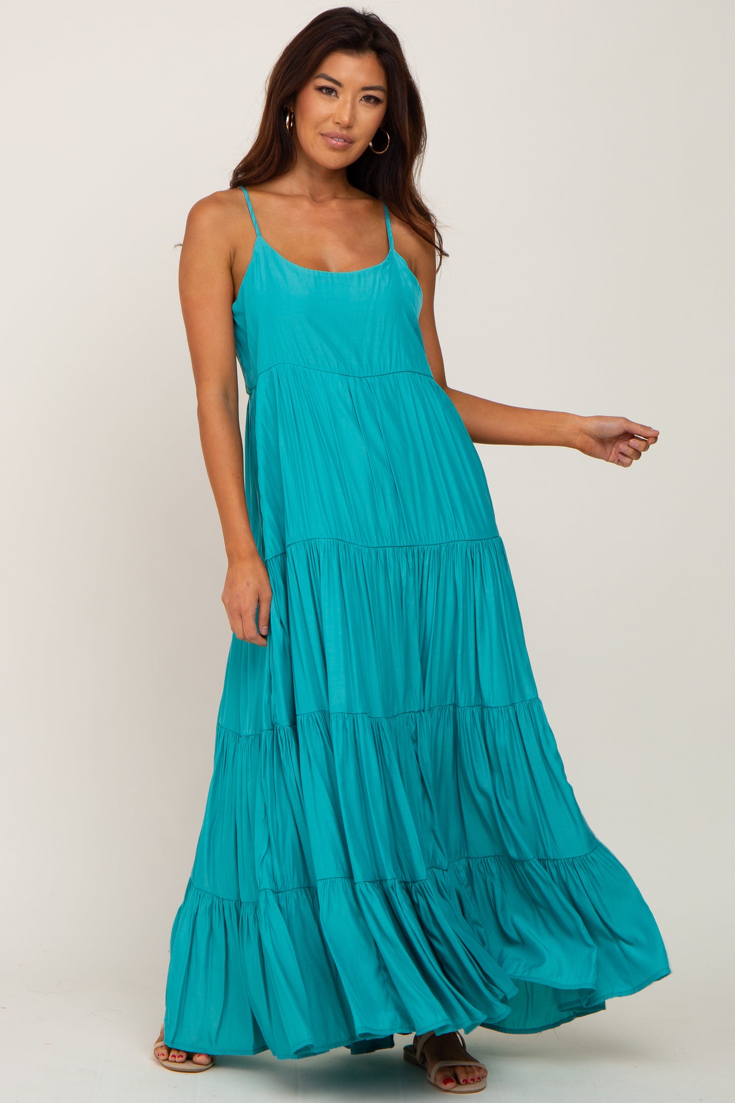 Turquoise Tiered Maxi Dress– PinkBlush