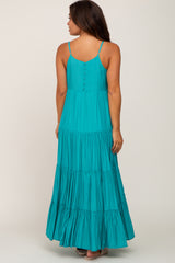 Turquoise Tiered Maternity Maxi Dress