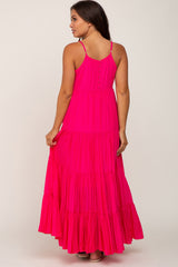 Fuchsia Tiered Maternity Maxi Dress