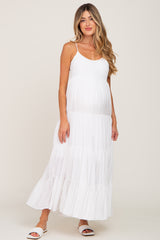 Ivory Tiered Maternity Maxi Dress