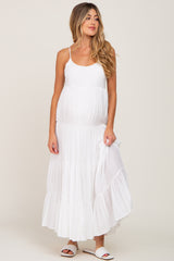 Ivory Tiered Maternity Maxi Dress