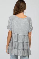 Heather Grey Raw Seam Tiered Top