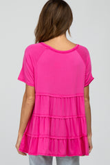 Fuchsia Raw Seam Tiered Top