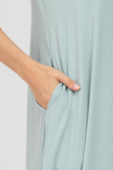 Mint Sleeveless Ribbed Curved Hem Maxi Dress