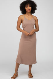 Mocha Sleeveless Midi Dress