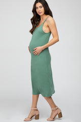 Green Sleeveless Maternity Midi Dress