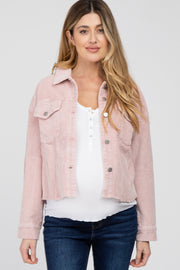 Mauve Corduroy Hi-Low Maternity Jacket