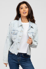 Light Blue Fadded Pinstripe Denim Jacket