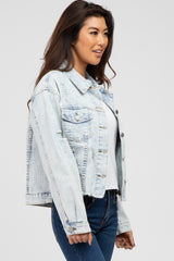 Light Blue Fadded Pinstripe Denim Jacket