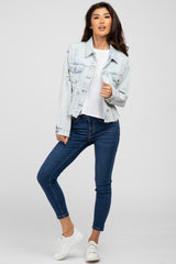 Light Blue Fadded Pinstripe Denim Jacket