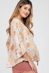 Rust Floral Dolman 3/4 Sleeve Maternity Top