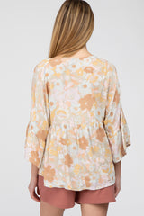 Rust Floral Dolman 3/4 Sleeve Maternity Top