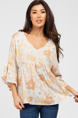 Rust Floral Dolman 3/4 Sleeve Maternity Top