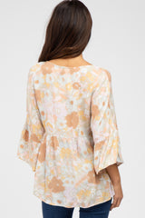 Rust Floral Dolman 3/4 Sleeve Top