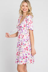 Ivory Floral Short Sleeve Dress