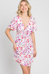 Ivory Floral Short Sleeve Dress