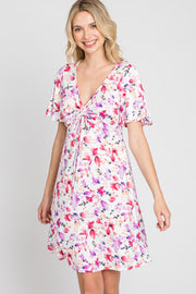 Ivory Floral Short Sleeve Dress