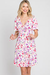 Ivory Floral Short Sleeve Dress