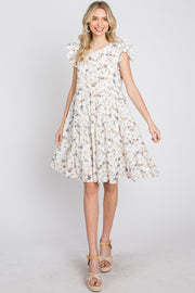 Ivory Floral Embroidered Tiered Dress