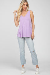 Lavender Basic V-Neck Tank Top