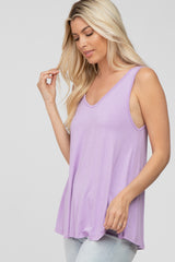 Lavender Basic V-Neck Tank Top