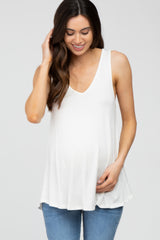 White Basic V-Neck Maternity Tank Top