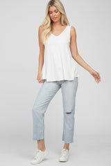 White Basic V-Neck Tank Top