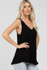 Black Basic V-Neck Tank Top