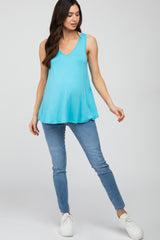 Aqua Basic V-Neck Maternity Tank Top