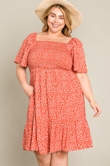 Coral Floral Smocked Maternity Plus Dress