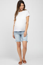 Light Blue Acid Wash Bermuda Maternity Denim Short