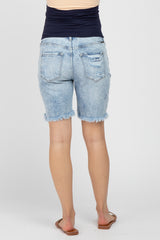 Light Blue Acid Wash Bermuda Maternity Denim Short