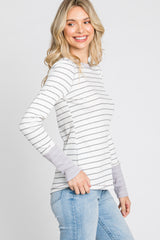 Lavender Striped Long Sleeve Top