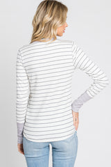 Lavender Striped Long Sleeve Top