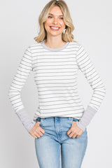 Lavender Striped Long Sleeve Top