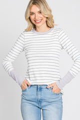 Lavender Striped Long Sleeve Top