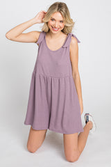 Lavender Waffle Knit Shoulder Tie Romper