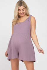 Lavender Waffle Knit Shoulder Tie Maternity Romper