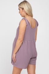 Lavender Waffle Knit Shoulder Tie Maternity Romper