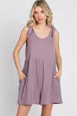 Lavender Waffle Knit Shoulder Tie Maternity Romper