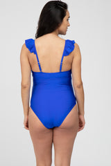 Royal Blue Ruffle One-Piece Maternity Swimsuit