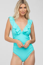 Aqua Ruffle One-Piece Swimsuit