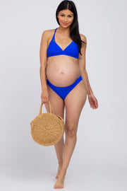 Royal Blue Strappy Two-Piece Maternity Bikini Set