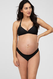 Black Strappy Two-Piece Maternity Bikini Set