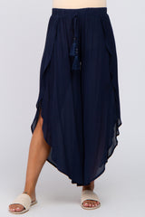 Navy Overlap Maternity Cover Up Pants