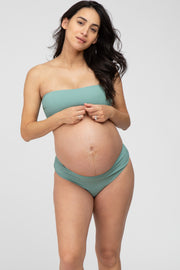 Sage Ribbed Bandeau Maternity Bikini Swim Set