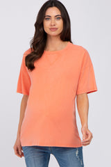 Coral Oversized Short Sleeve Maternity Top